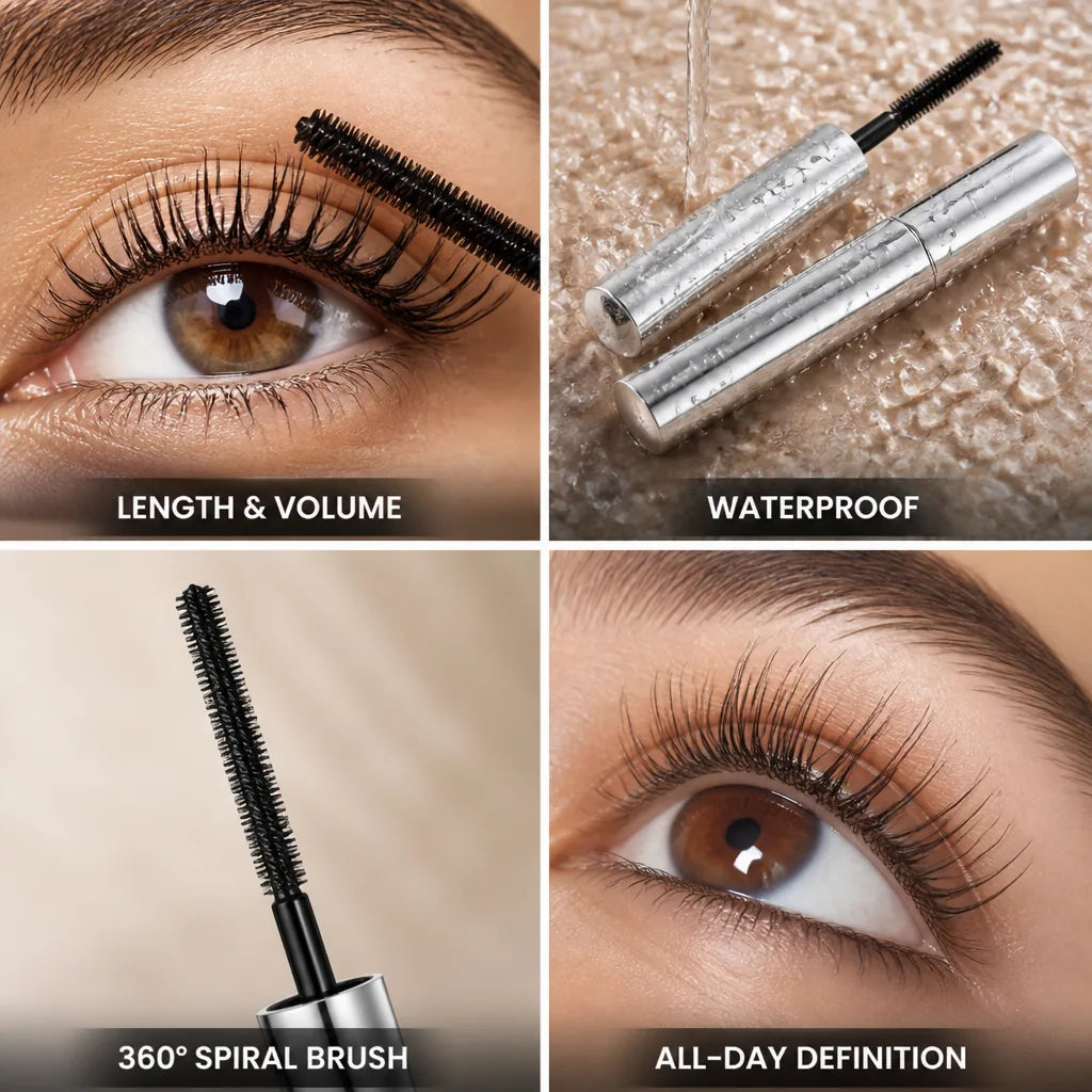 Mascara Waterproof Curling & Lengthening 360 Spiral Brush