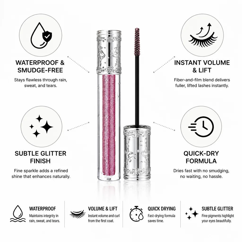 Mascara Waterproof Quick-Dry Subtle Glitter