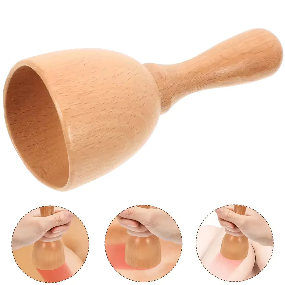 Massage Cup Wooden Ergonomic Handle Portable