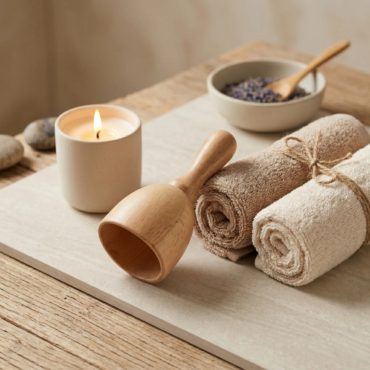Massage Cup Wooden Ergonomic Handle Portable