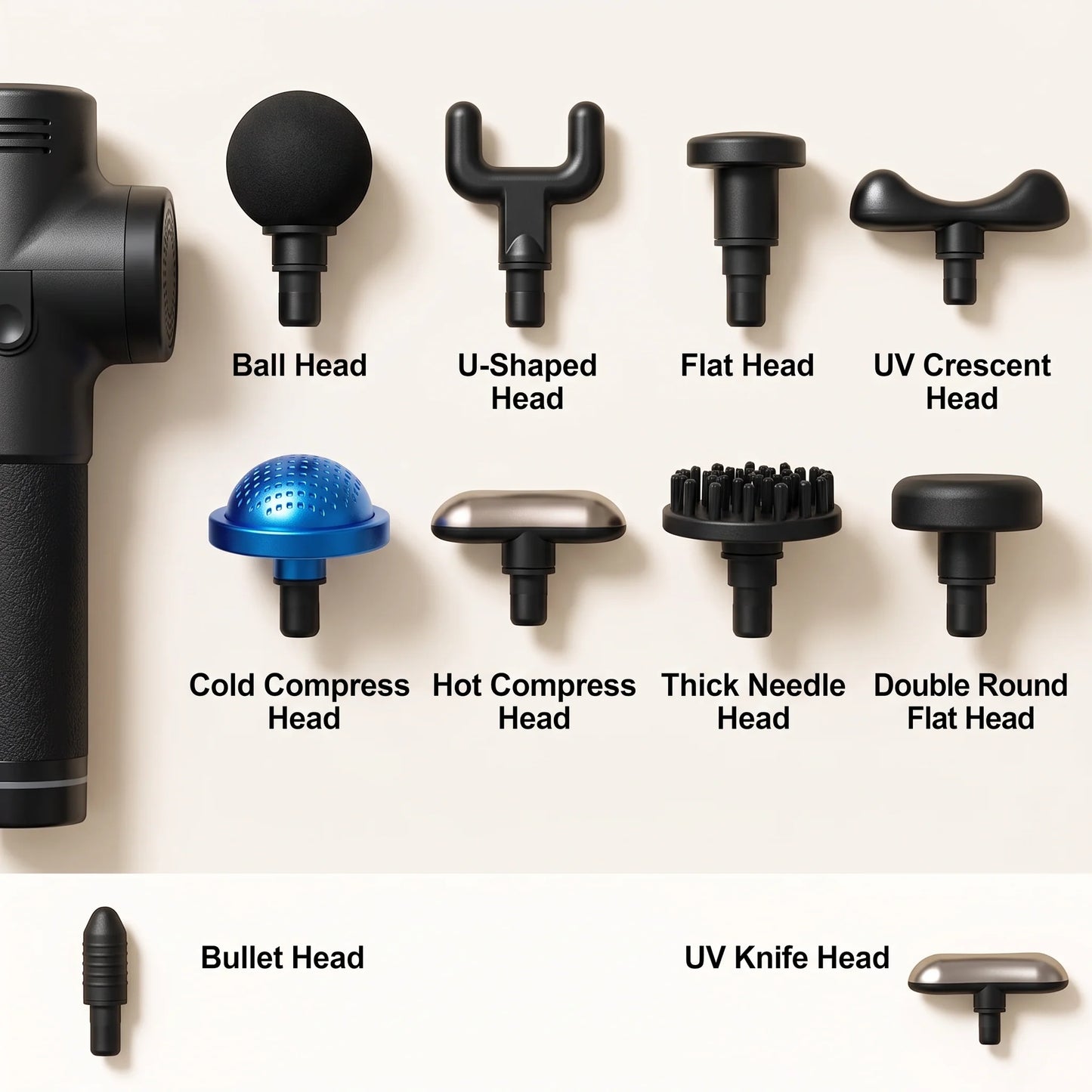 Massage Gun Multi-Angle Extended Handle Heated Therapy 10 Attachments
