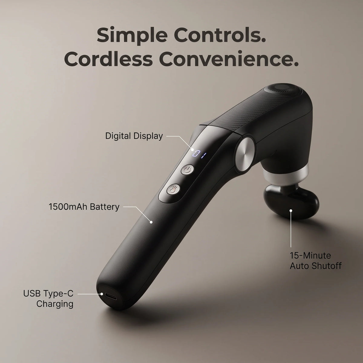 Massage Gun Multi-Angle Extended Handle Heated Therapy 10 Attachments