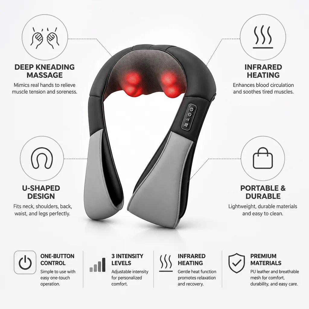 Massage Pillow Shiatsu Deep Kneading Infrared