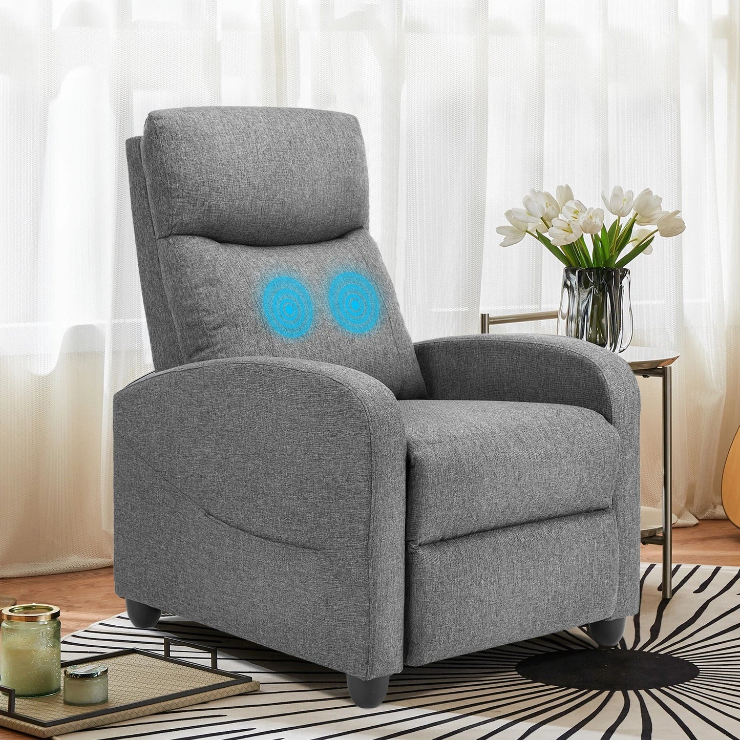 Massage Recliner Lumbar Massage Adjustable Recline & Pop-Up Footrest