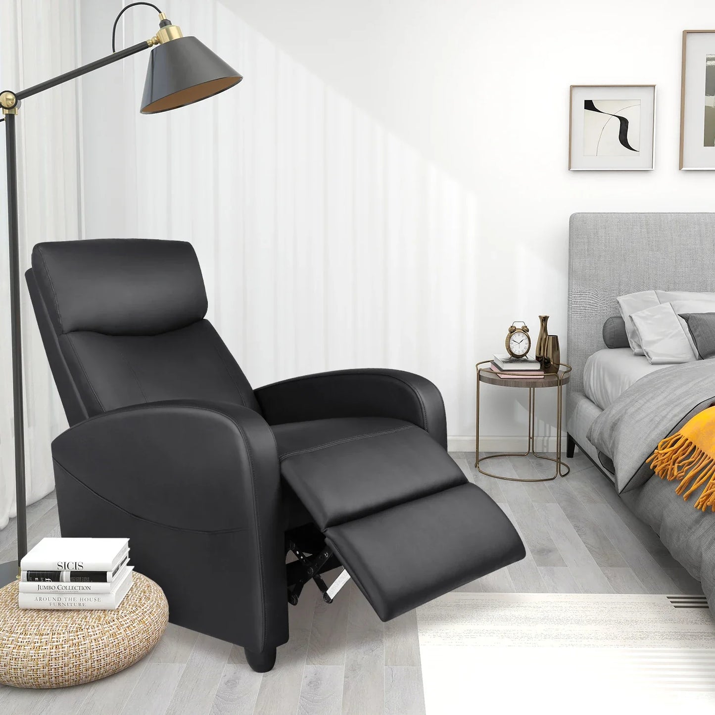 Massage Recliner Lumbar Massage Adjustable Recline & Pop-Up Footrest