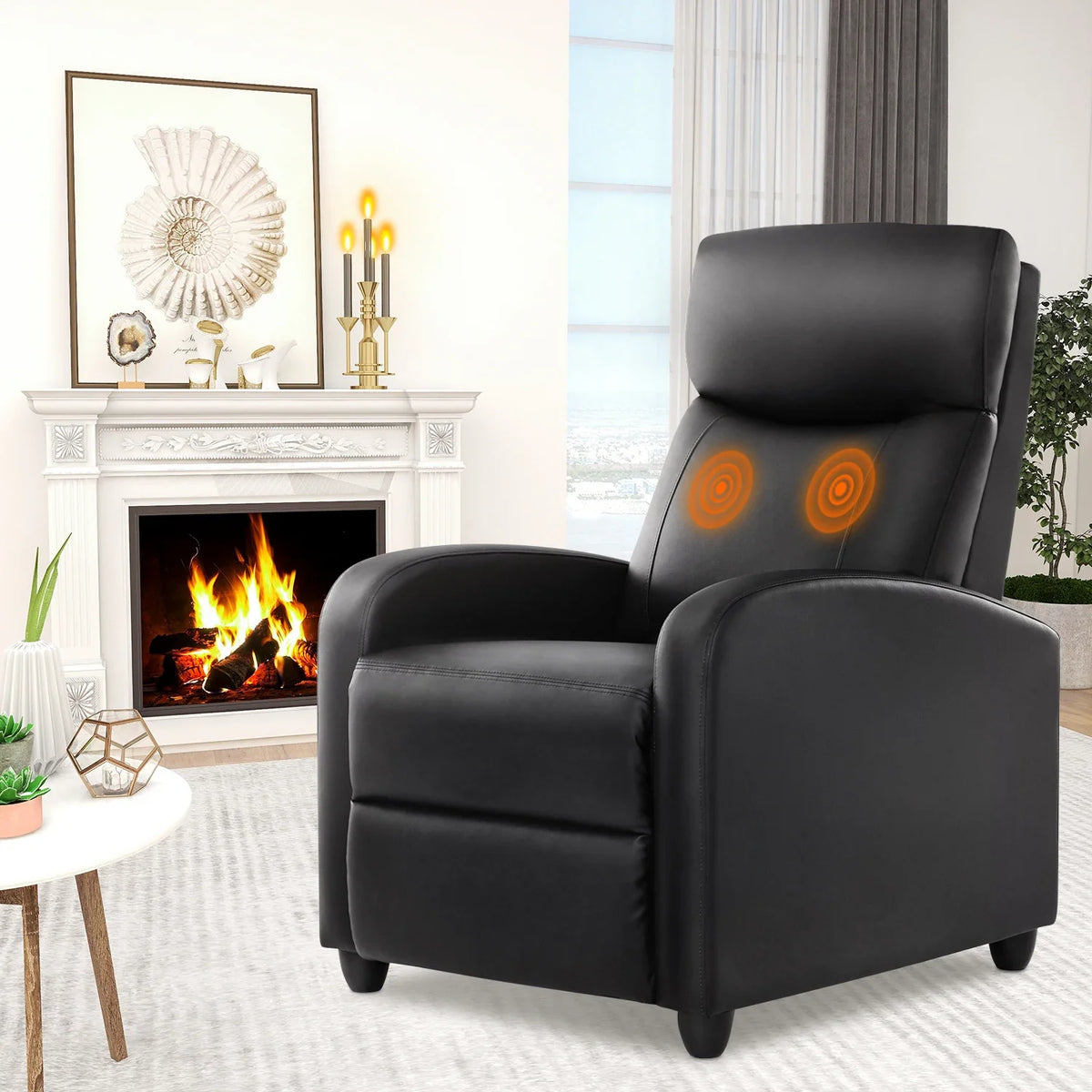 Massage Recliner Lumbar Massage Adjustable Recline & Pop-Up Footrest