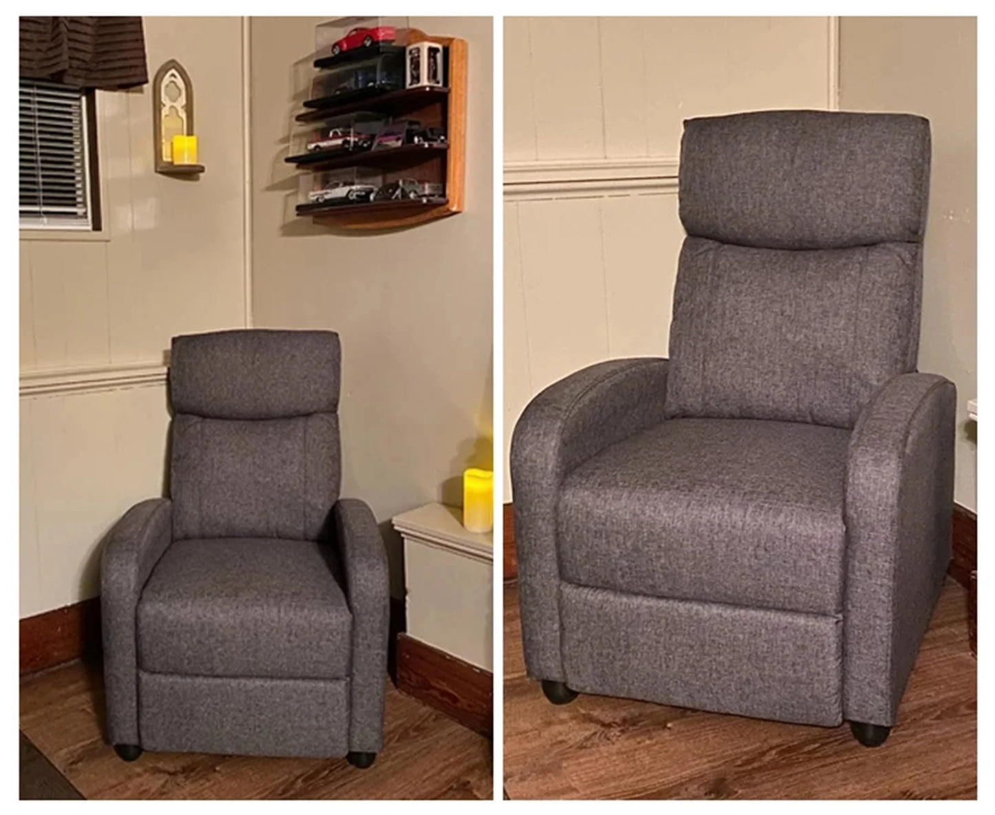 Massage Recliner Lumbar Massage Adjustable Recline & Pop-Up Footrest