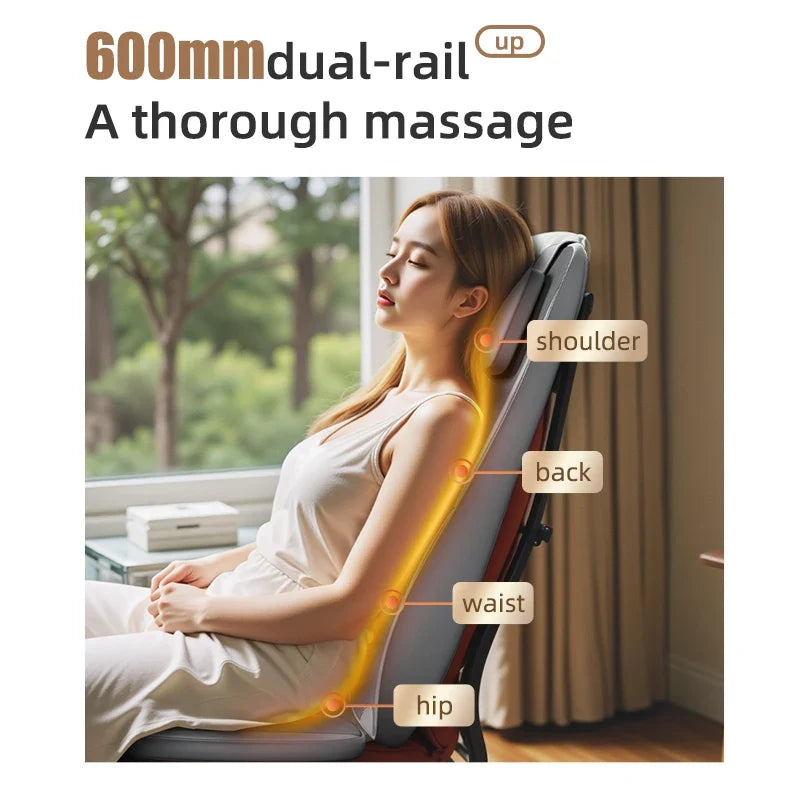 Massage Seat Cushion Dual-Rail Spine-Tracking Heat & Vibration