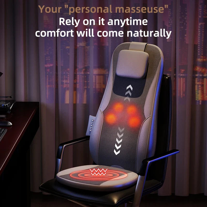 Massage Seat Cushion Dual-Rail Spine-Tracking Heat & Vibration