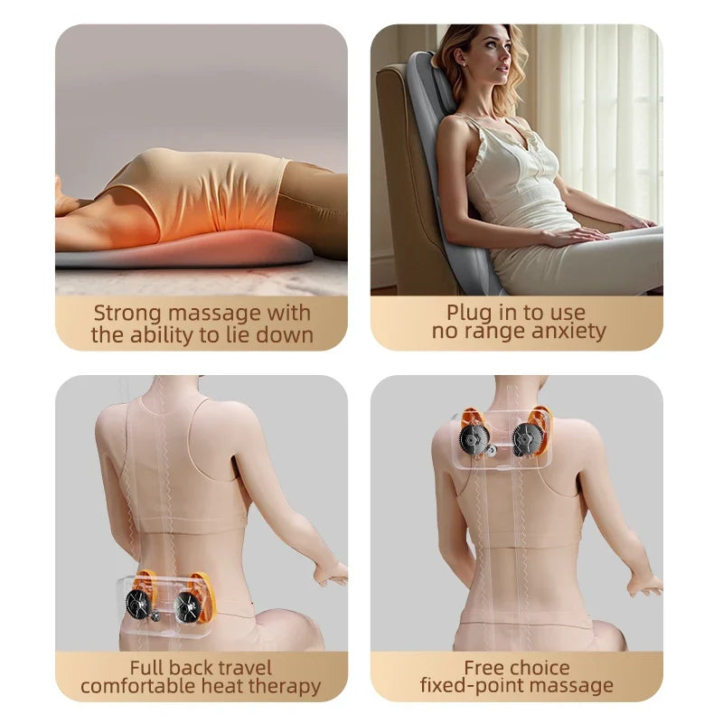Massage Seat Cushion Dual-Rail Spine-Tracking Heat & Vibration