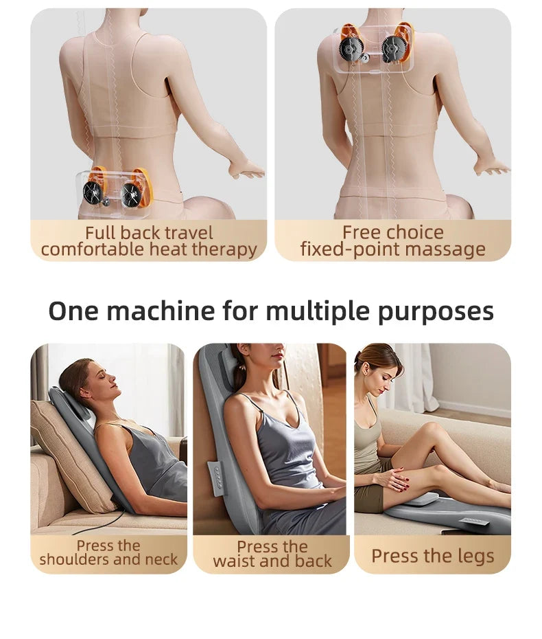 Massage Seat Cushion Dual-Rail Spine-Tracking Heat & Vibration