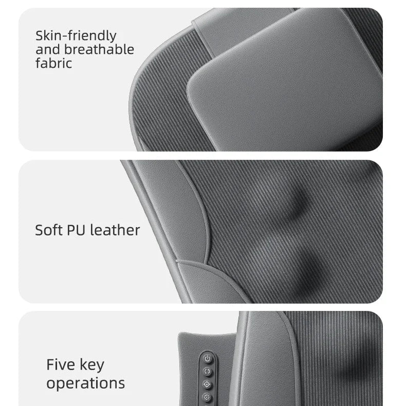 Massage Seat Cushion Dual-Rail Spine-Tracking Heat & Vibration