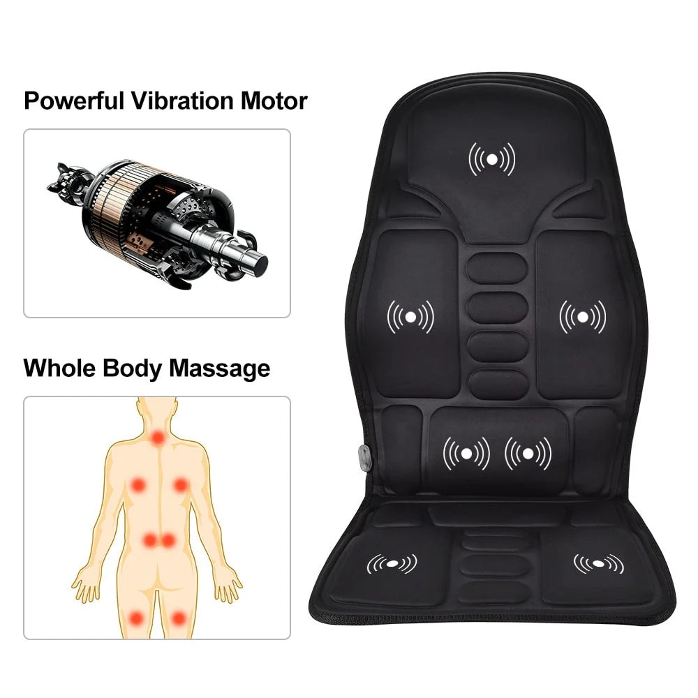 Massage Seat Cushion Heat & Vibration Wired Remote