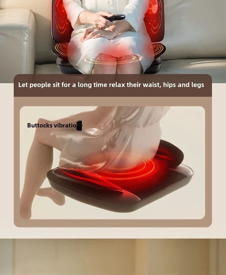 Massage Seat Cushion Heated Full Body Vibration Office & Car