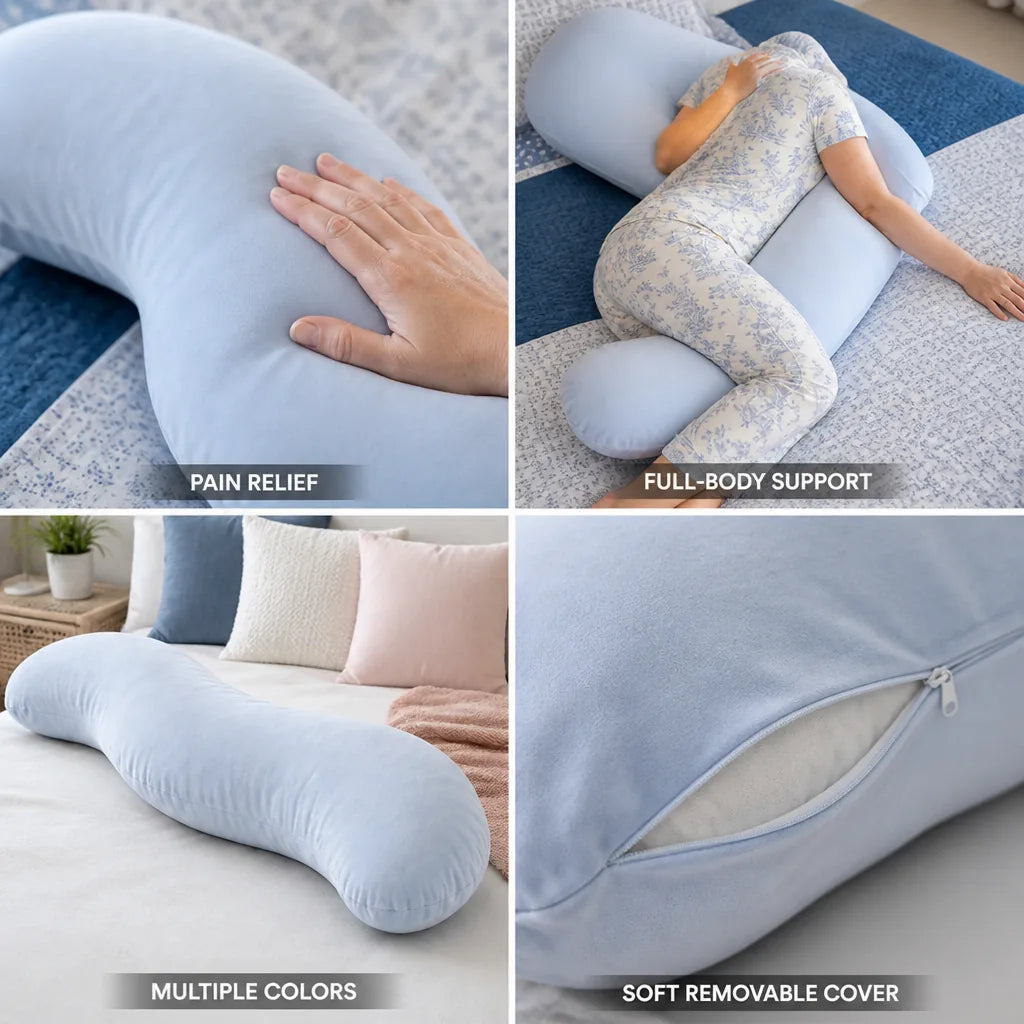 Maternity Full-Body Support Pillow Ergonomic Back & Hip Relief