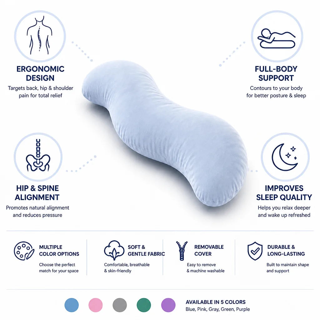 Maternity Full-Body Support Pillow Ergonomic Back & Hip Relief