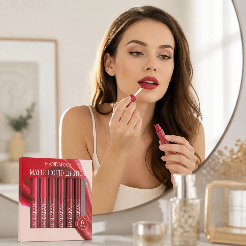 Matte Liquid Lipstick Set of 6 Long-Lasting & Hydrating