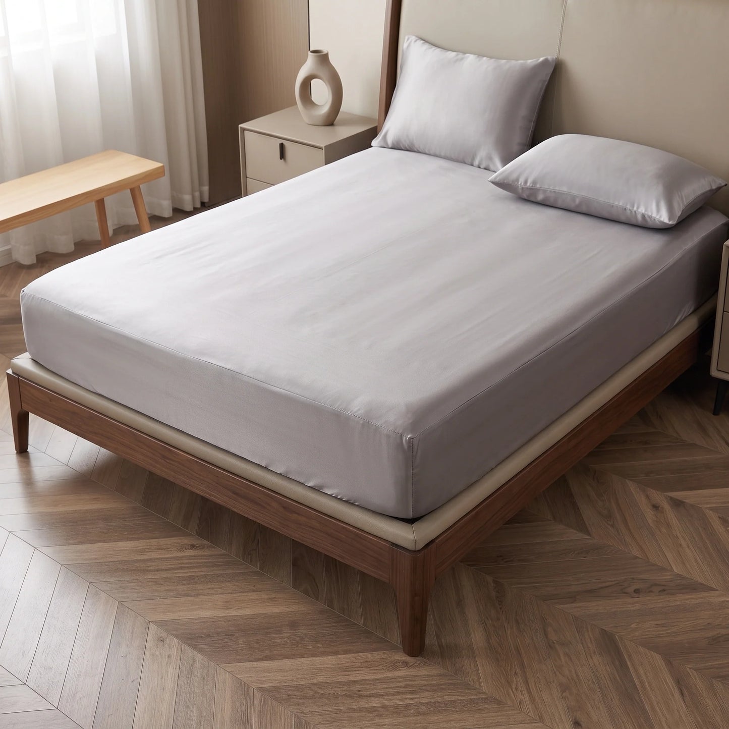 Mattress Encasement Allergen-Proof Six-Sided Satin Zipper Deep Pocket Fit