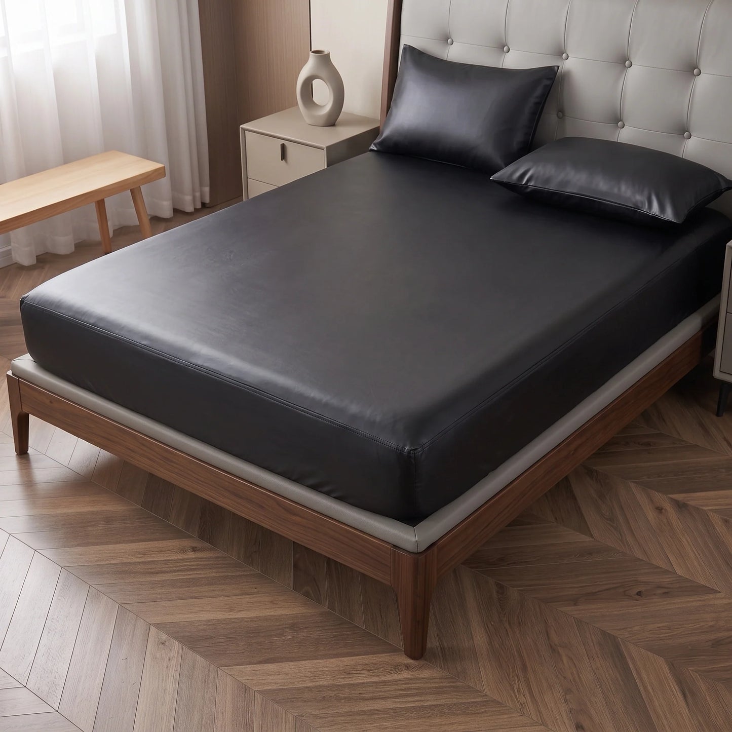 Mattress Encasement Allergen-Proof Six-Sided Satin Zipper Deep Pocket Fit
