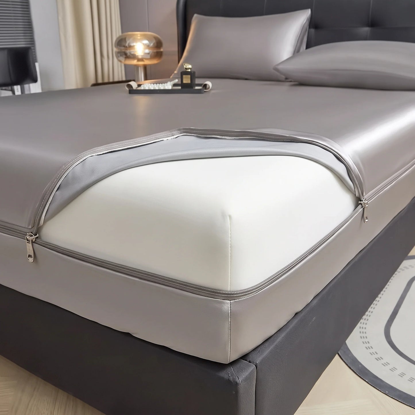 Mattress Encasement Allergen-Proof Six-Sided Satin Zipper Deep Pocket Fit