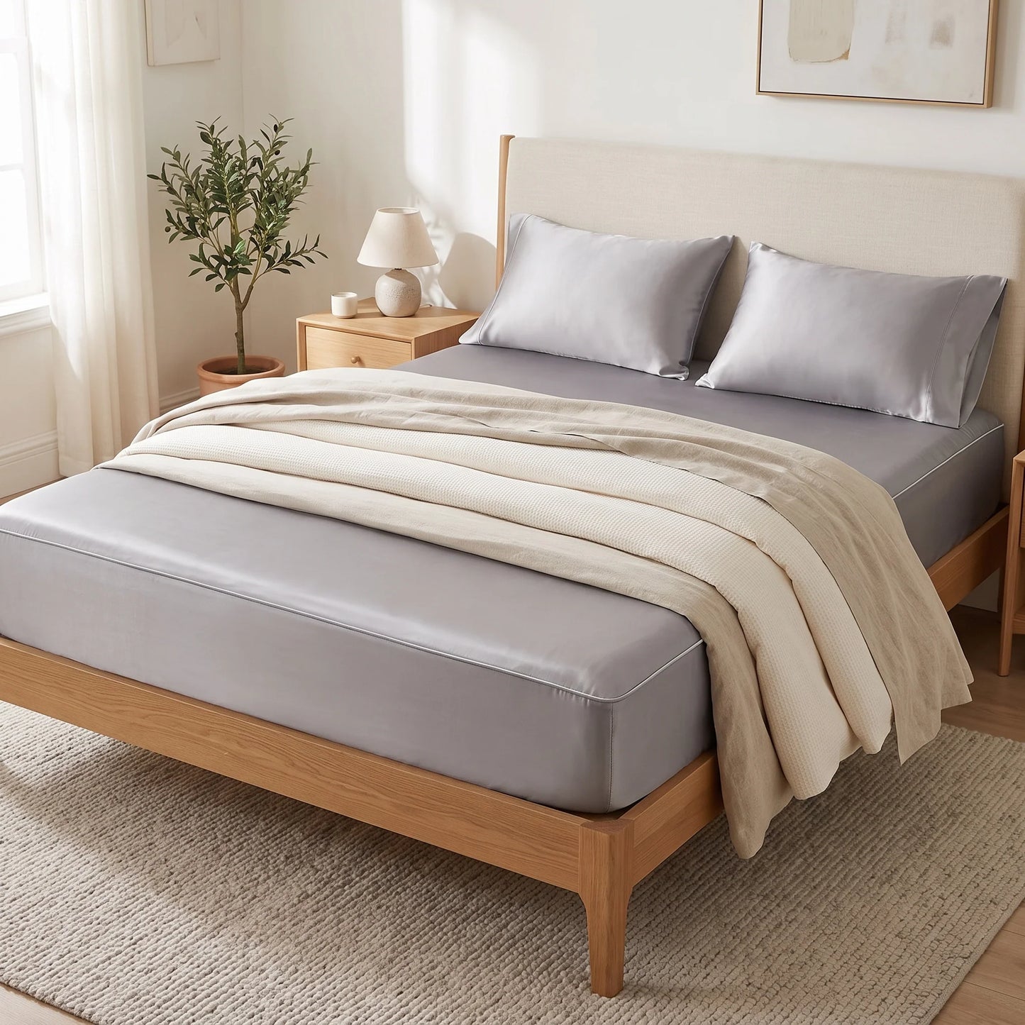 Mattress Encasement Allergen-Proof Six-Sided Satin Zipper Deep Pocket Fit