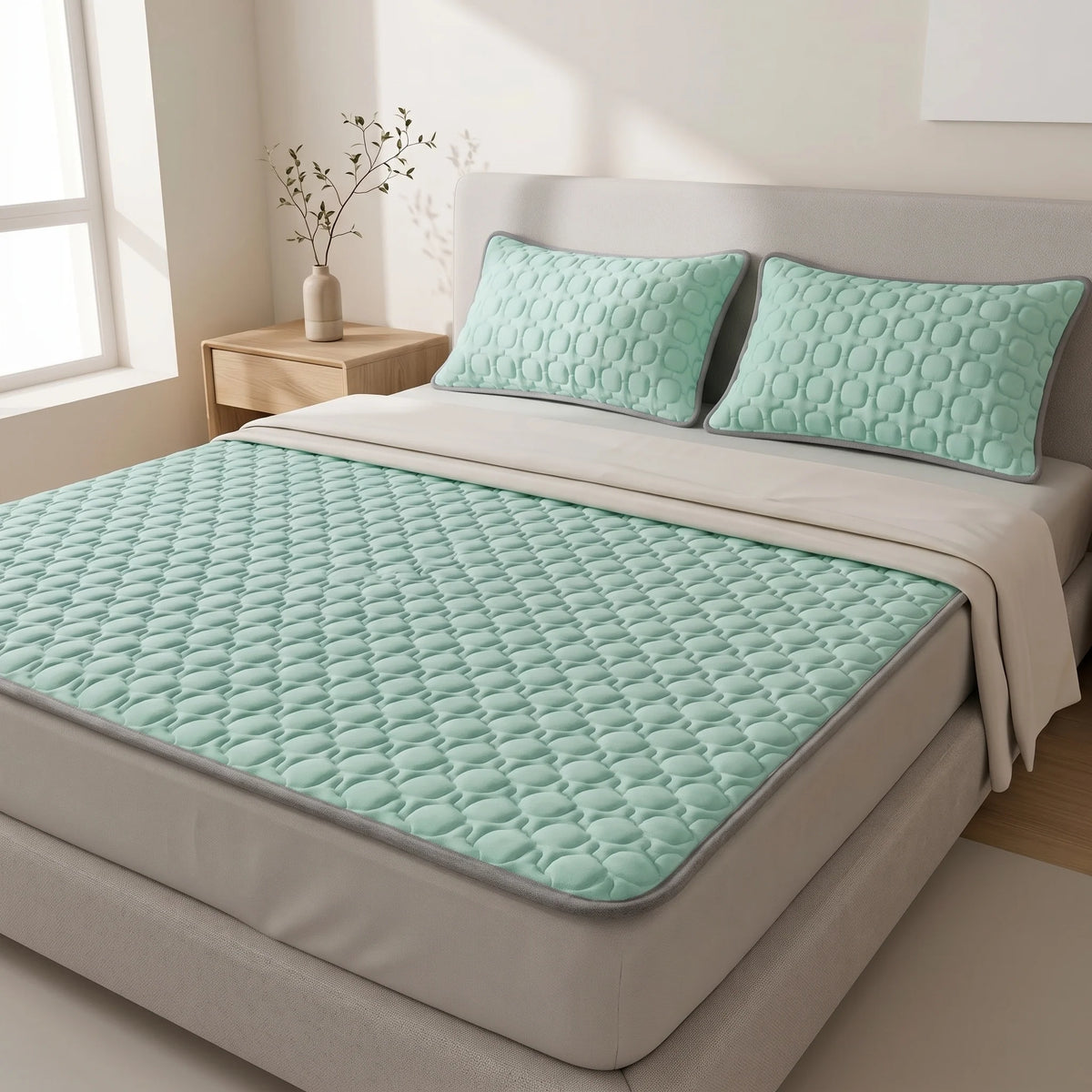 Mattress Pad & Pillow Cover Set Cooling Latex Fill