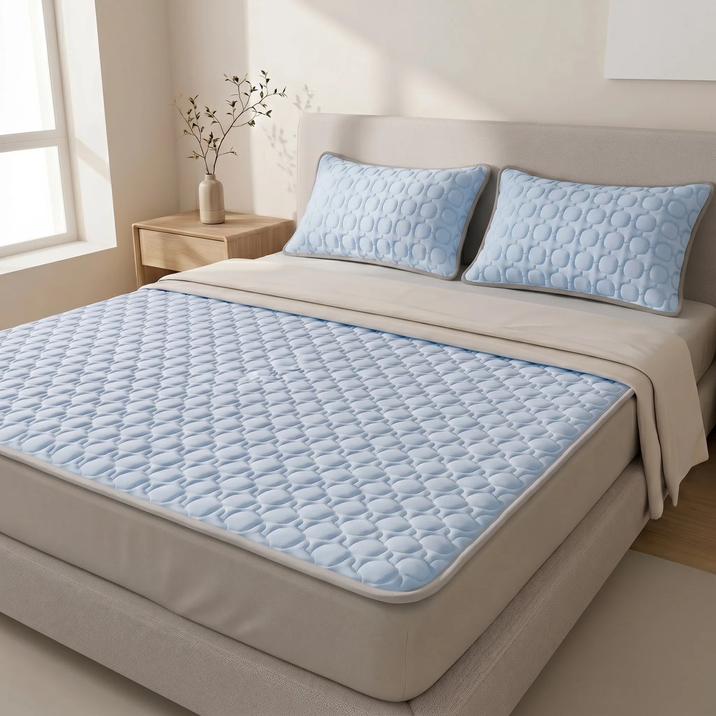 Mattress Pad & Pillow Cover Set Cooling Latex Fill