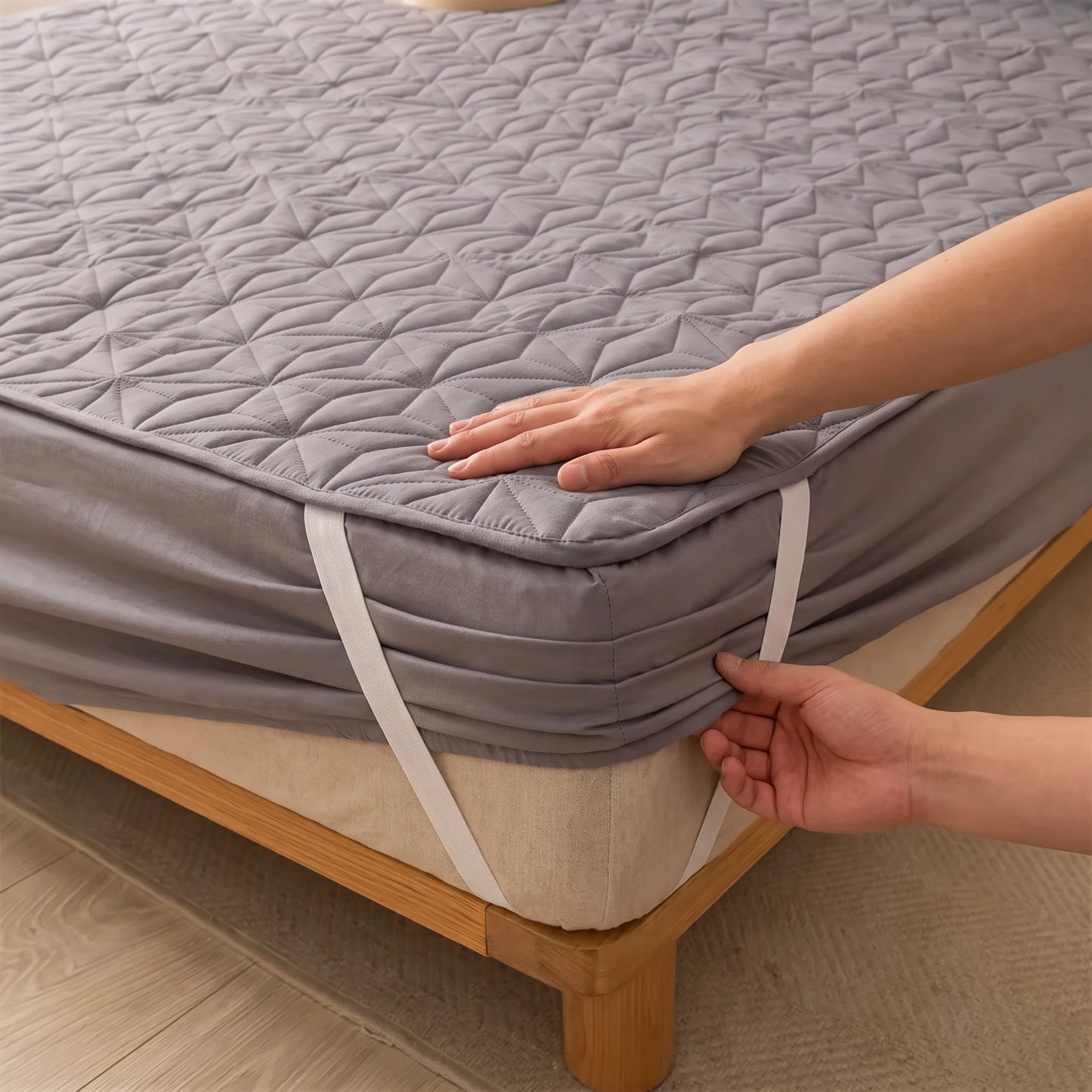 Mattress Protector Quilted Waterproof Elastic Corner Straps