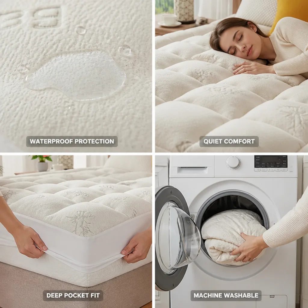 Mattress Protector Waterproof Microfiber Top Deep-Pocket Fit