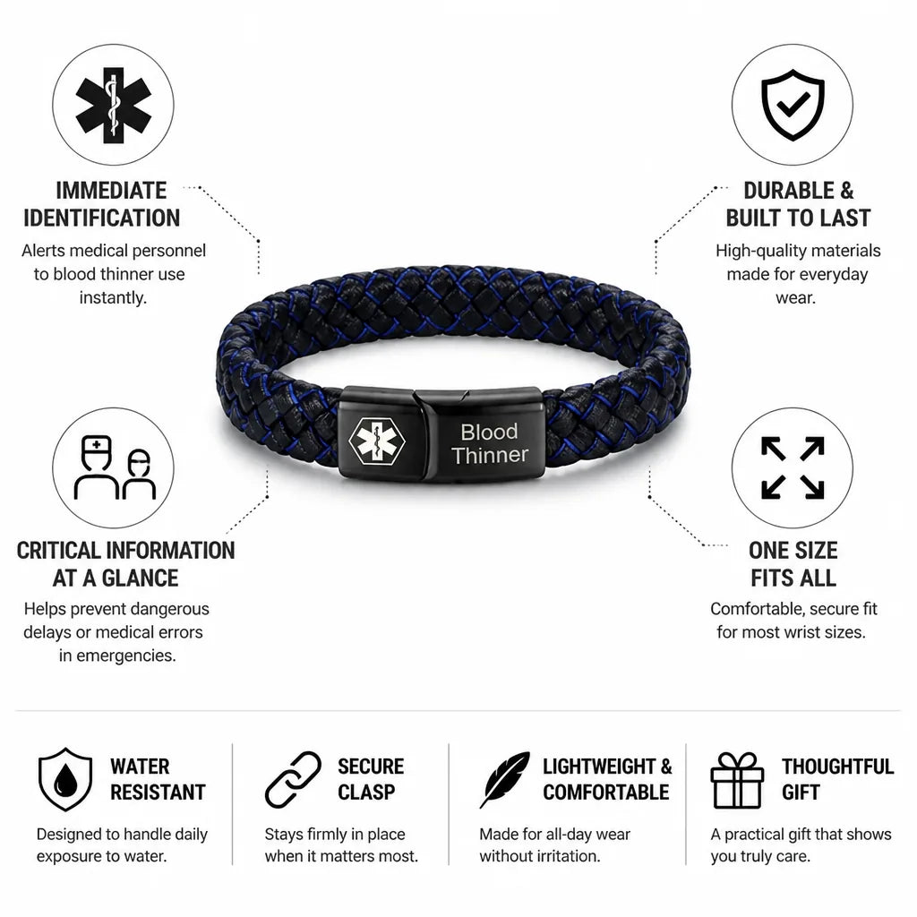 Medical Alert Bracelet Blood Thinner One Size Fits All