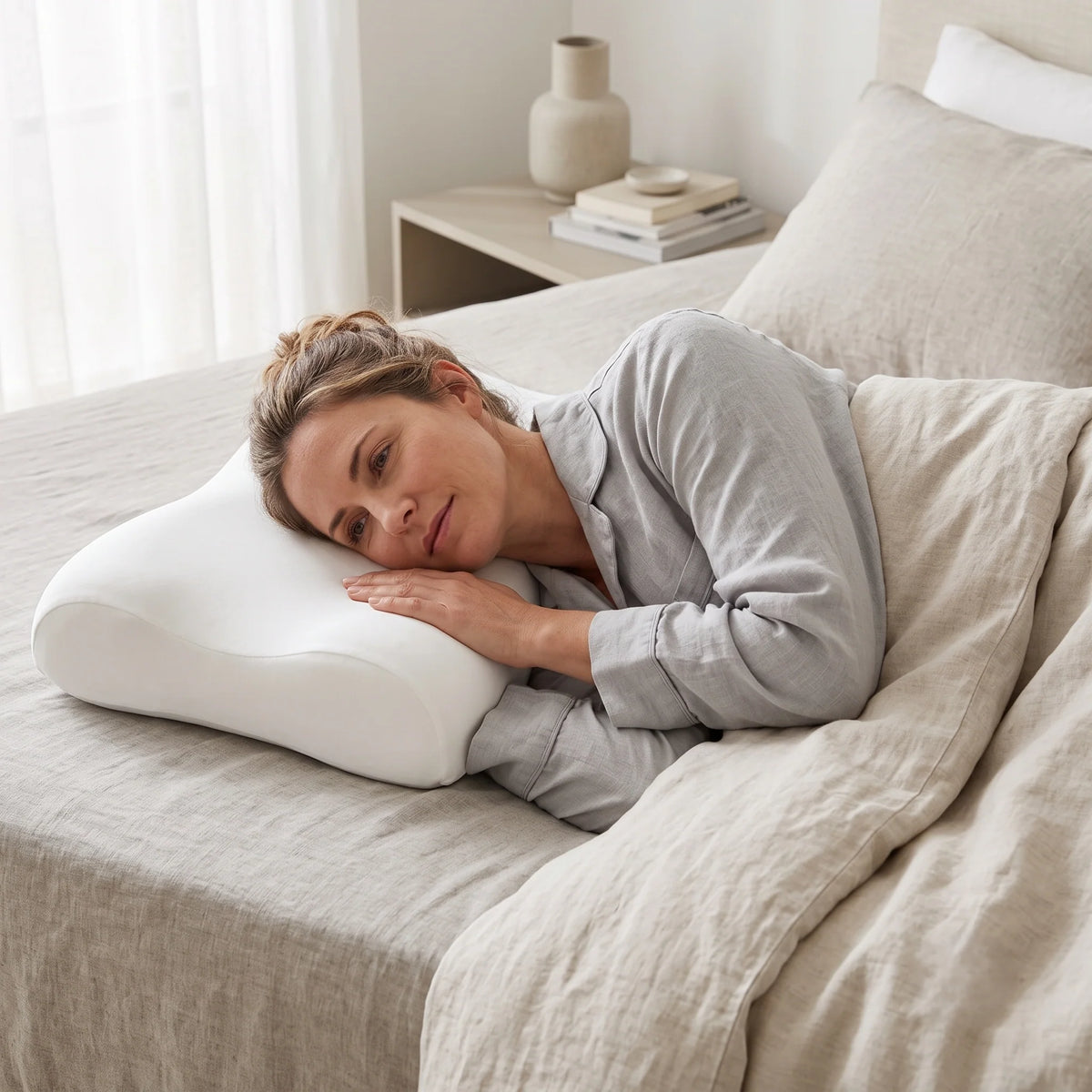 Memory Foam Pillow Ergonomic Contour Side & Back Sleepers