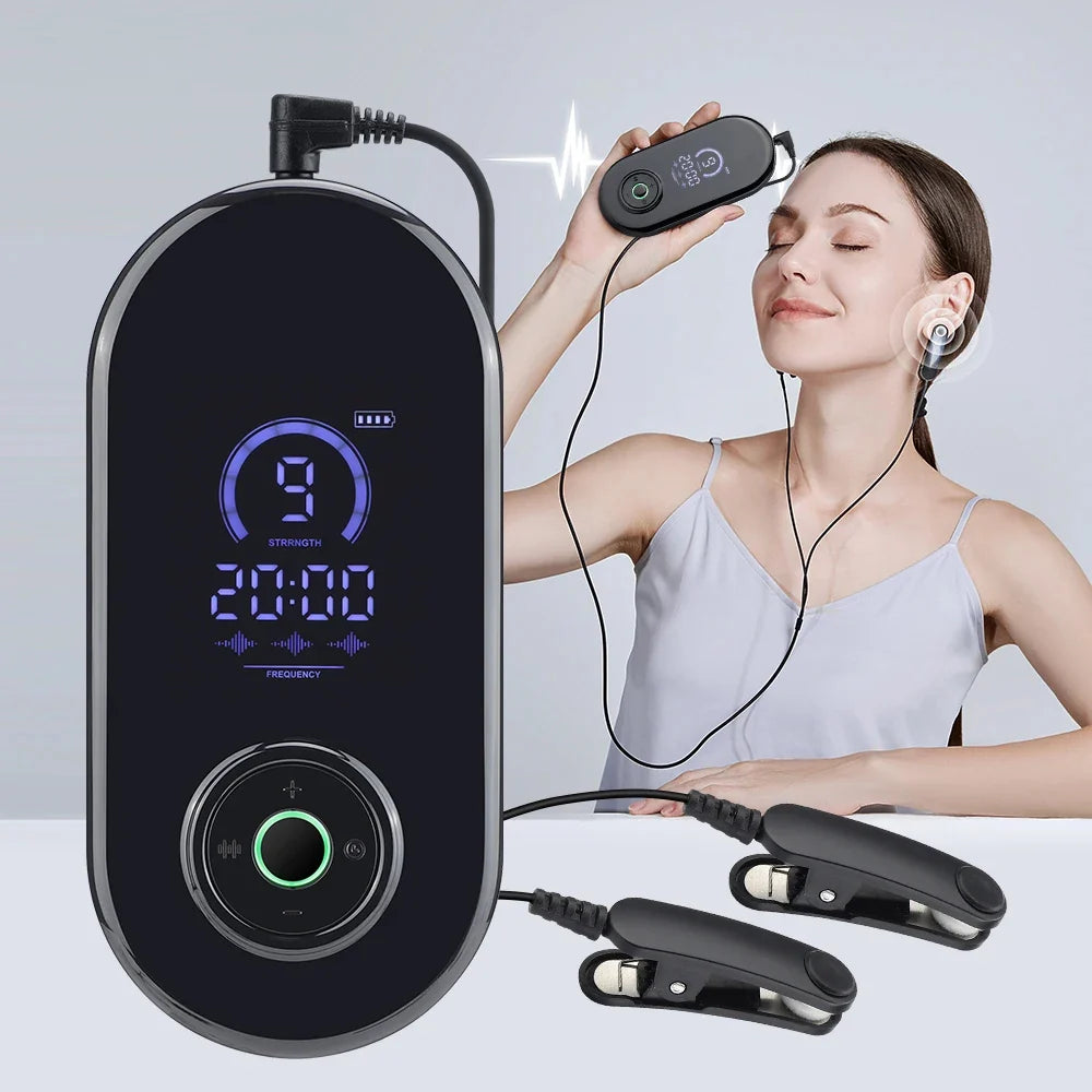 Microcurrent Ear-Clip Device Adjustable Intensity Timed Sessions USB-C Rechargeable