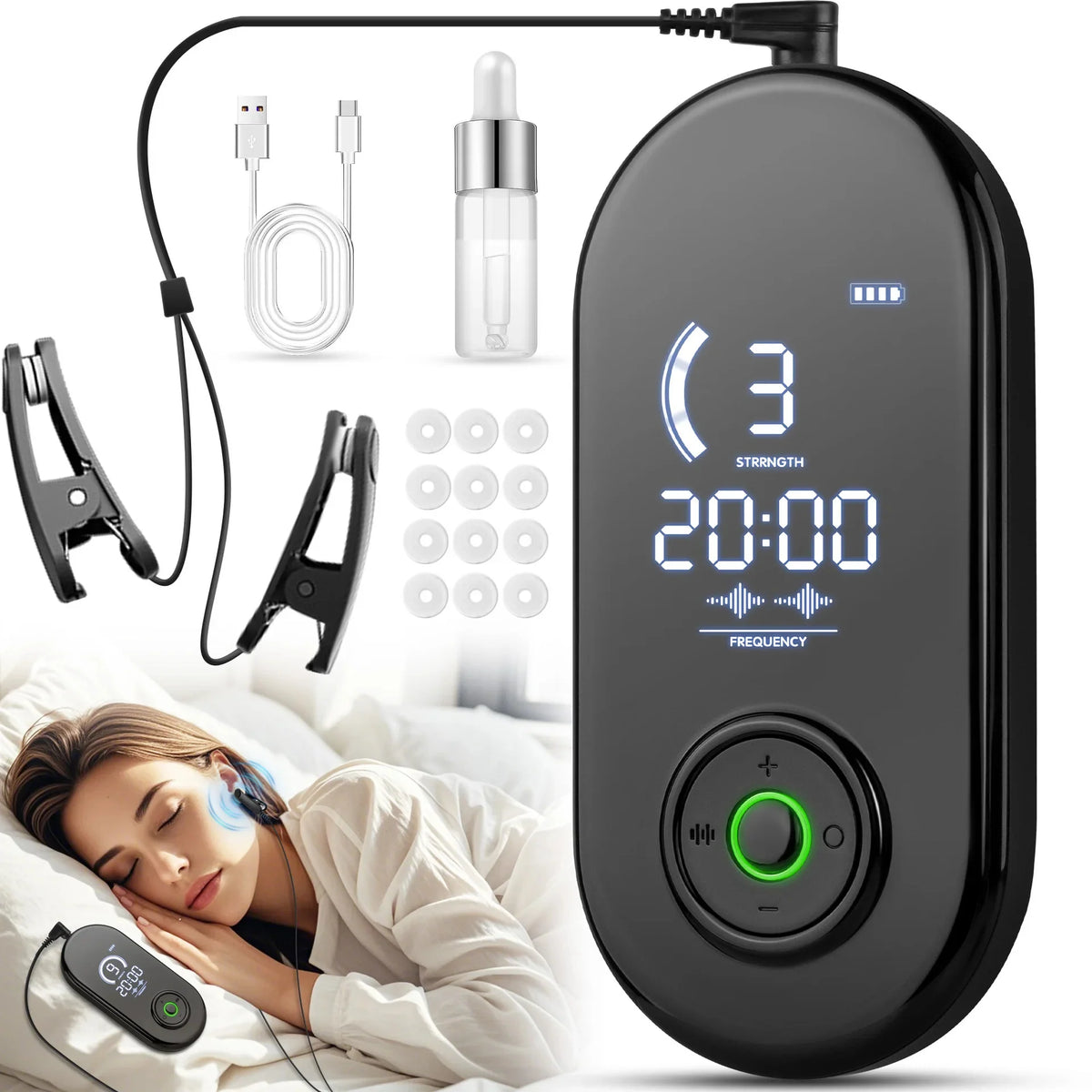 Microcurrent Ear Clips Rechargeable & Adjustable Intensity