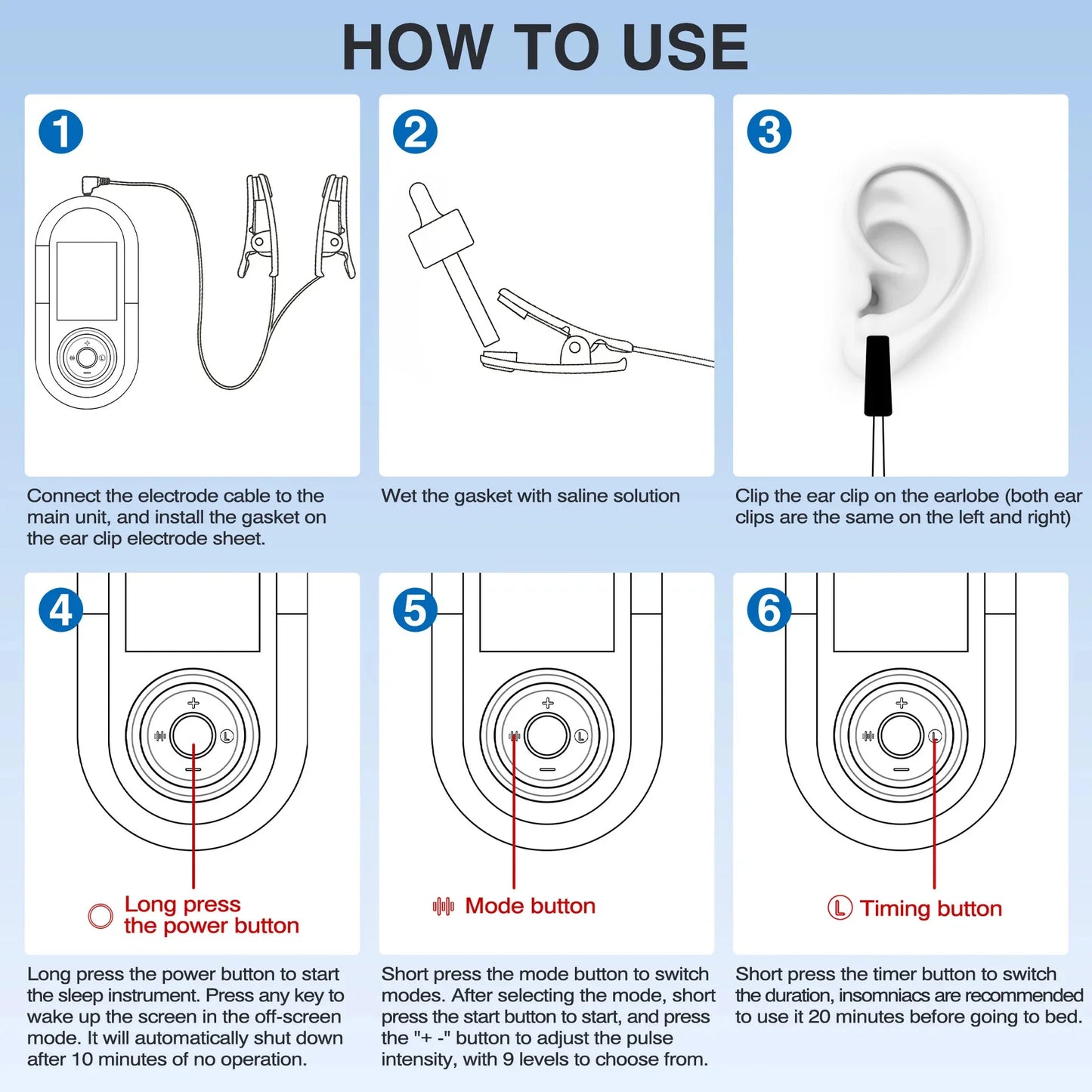 Microcurrent Ear Clips Rechargeable & Adjustable Intensity