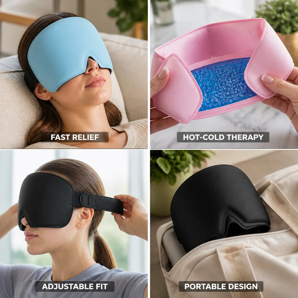Migraine Relief Cap Gel Hot-Cold Therapy & Adjustable Strap