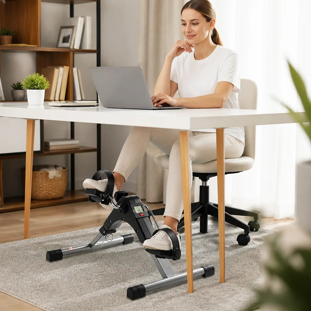 Mini Exercise Bike Foldable Compact Adjustable Resistance Built In Counter