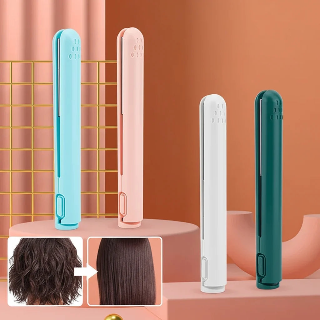 Mini Hair Straightener Cordless USB Rechargeable Ceramic Plates
