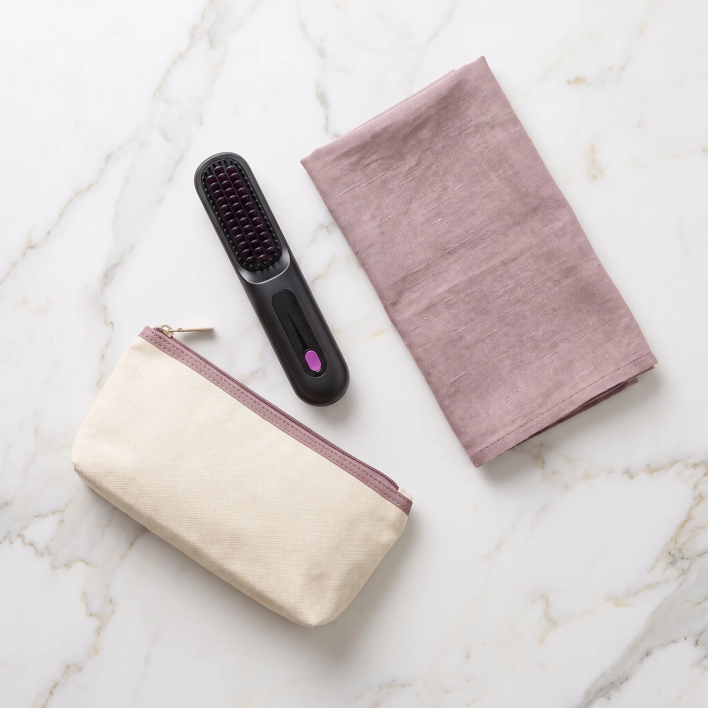 Mini Hair Straightening Brush Ceramic Bristles Anti-Scald Tips