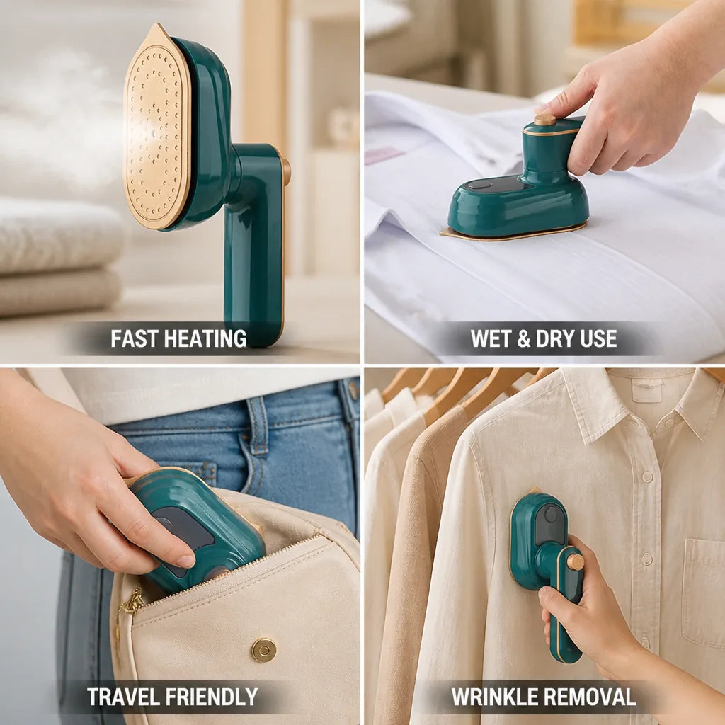 Mini Steam Iron Fast Heating Handheld Wet & Dry
