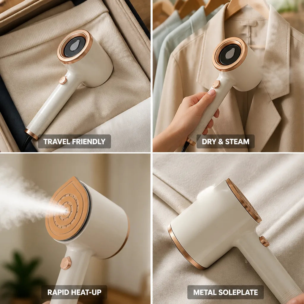 Mini Travel Iron Dual Dry & Steam Metal Soleplate
