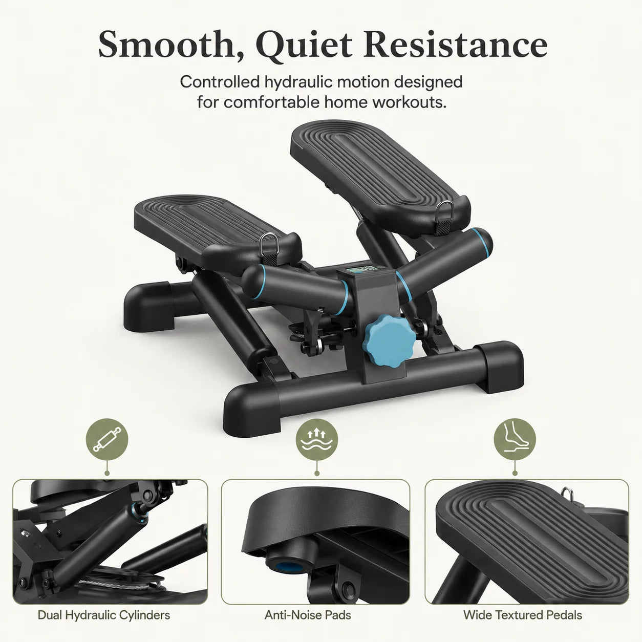 Mini Twist Stepper Quiet Hydraulic Resistance & LCD Tracker