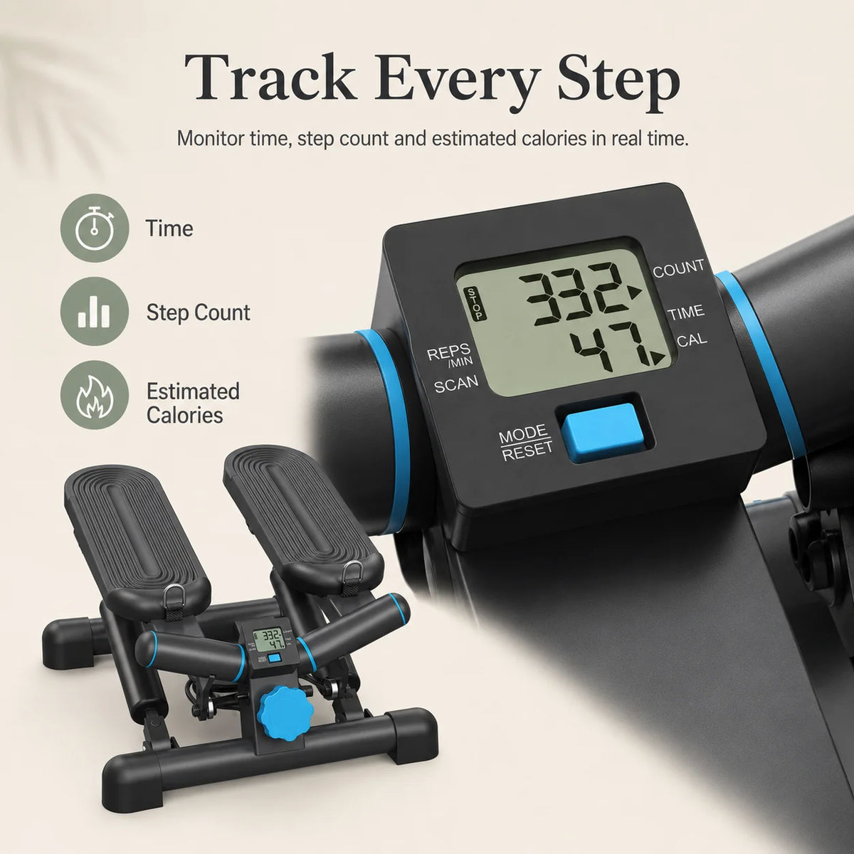 Mini Twist Stepper Quiet Hydraulic Resistance & LCD Tracker