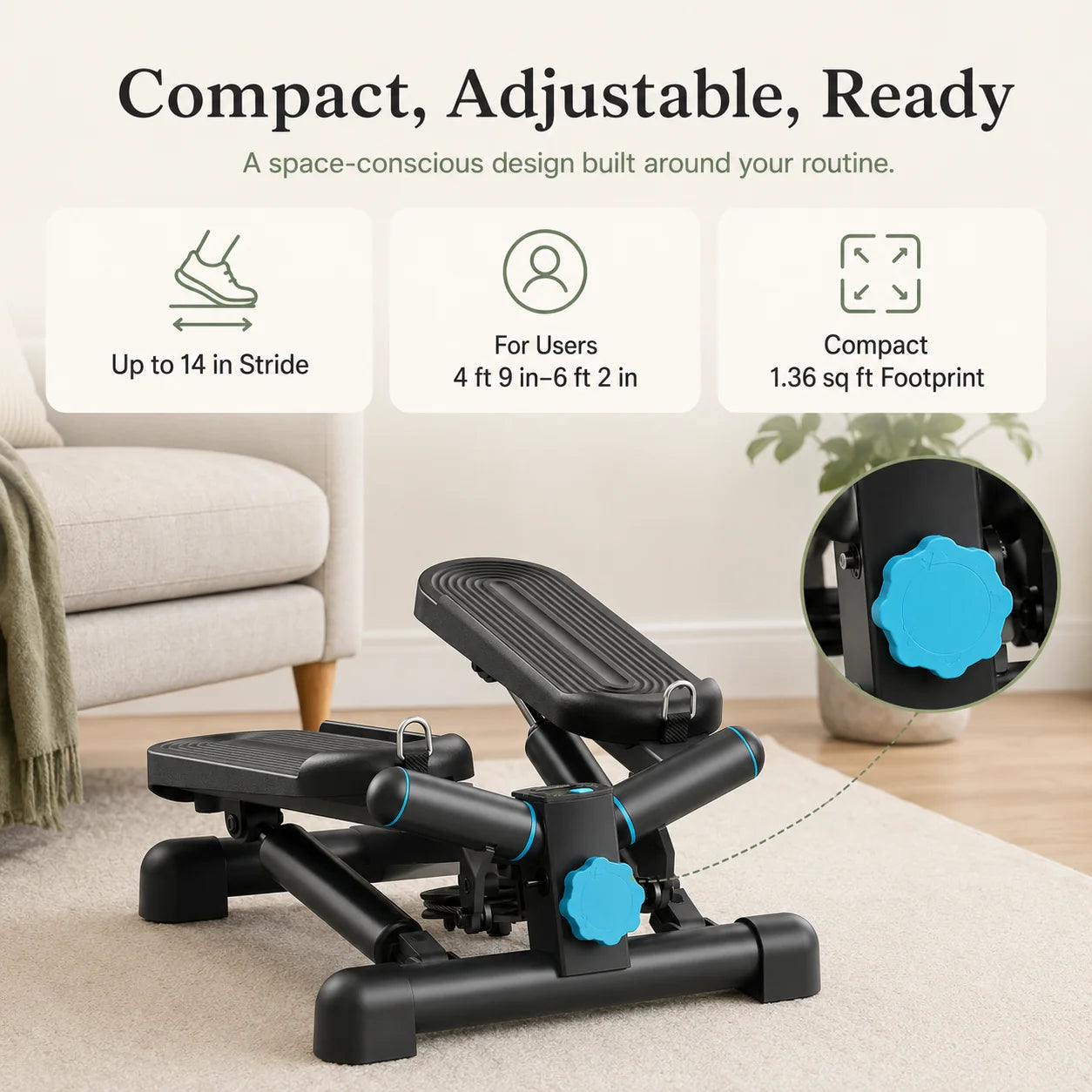 Mini Twist Stepper Quiet Hydraulic Resistance & LCD Tracker