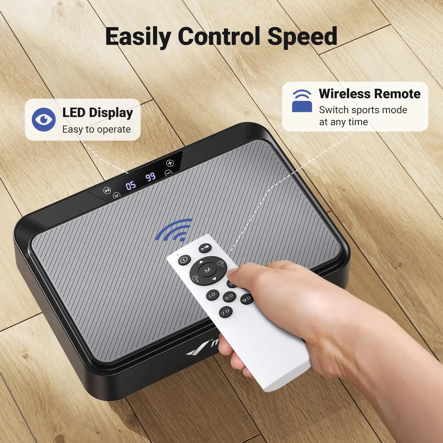Mini Vibration Plate 99-Speed Remote & Resistance Bands