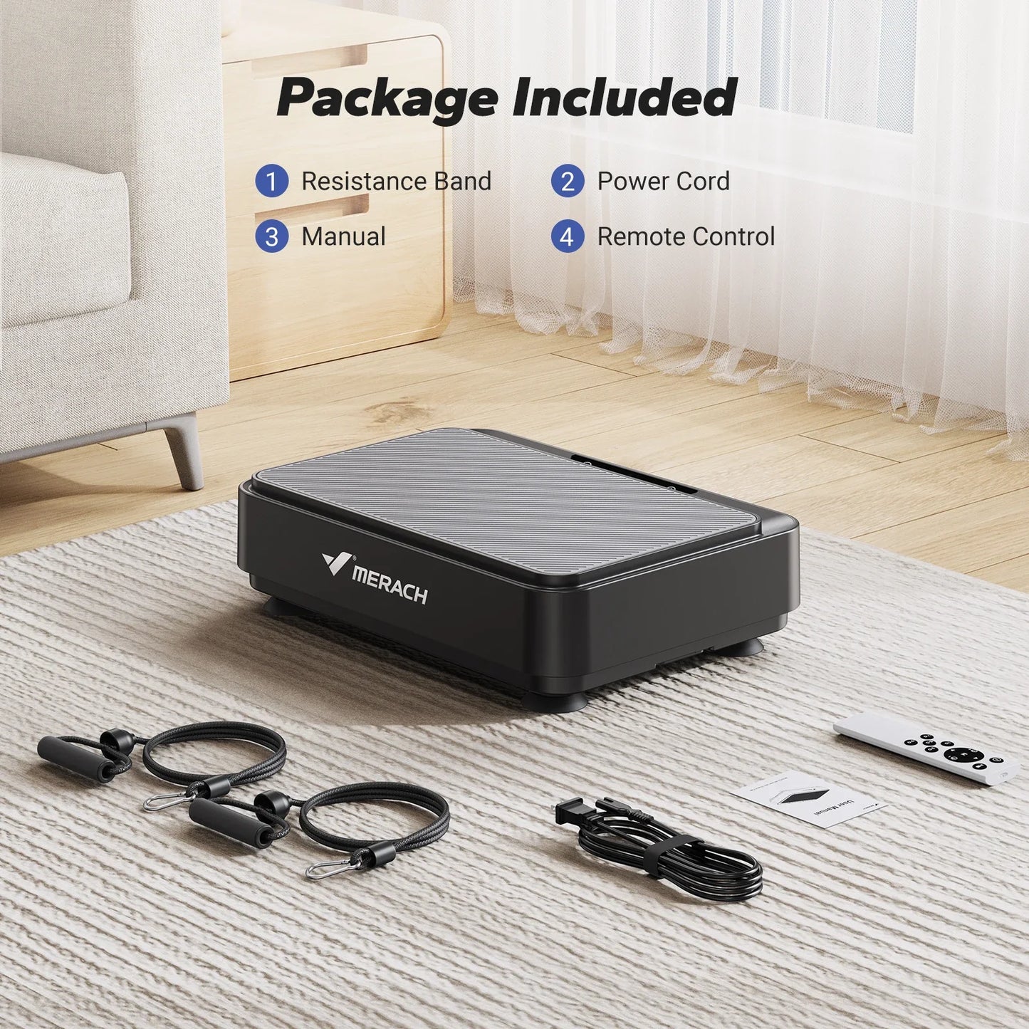 Mini Vibration Plate 99-Speed Remote & Resistance Bands