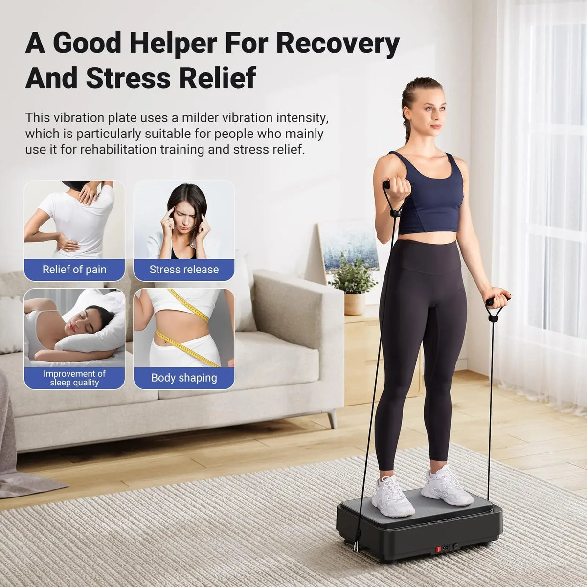 Mini Vibration Plate 99-Speed Remote & Resistance Bands