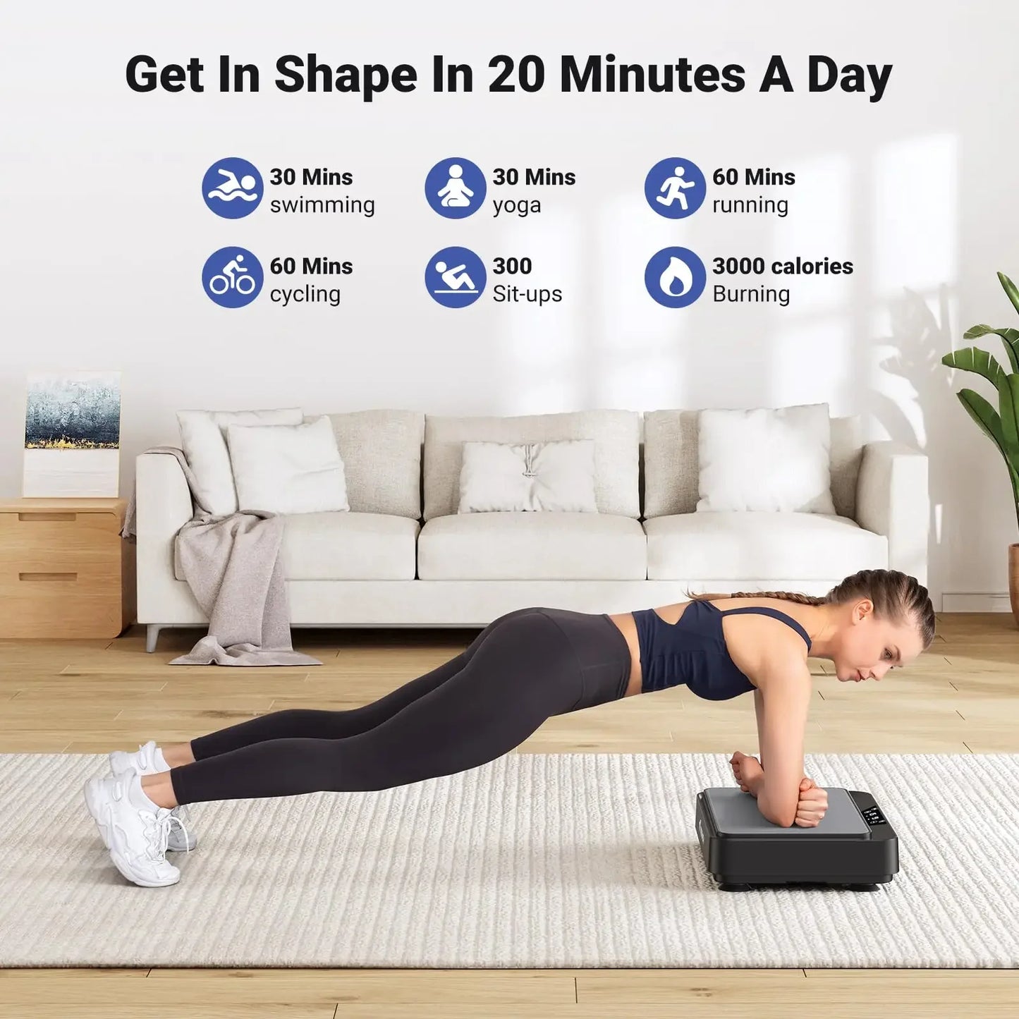 Mini Vibration Plate 99-Speed Remote & Resistance Bands