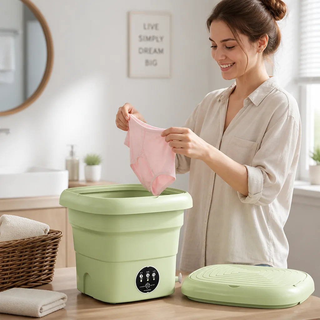 Mini Washer Foldable Space-Saving Three Wash Modes & Spin Dry