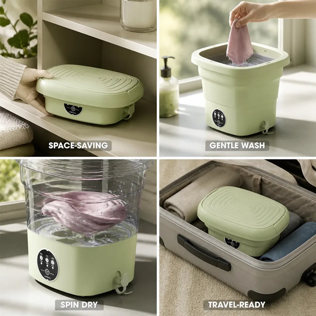 Mini Washer Foldable Space-Saving Three Wash Modes & Spin Dry