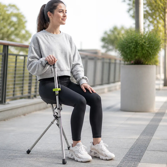 Mobility Crutch Fold-Out Massage Seat Stainless Steel